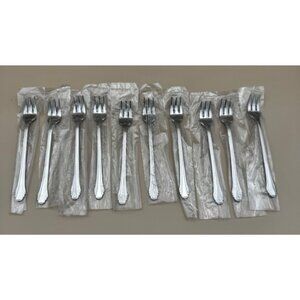 Set Of 10 NEW Gorham Calais Seafood Cocktail Forks Stainless Steel Elegant